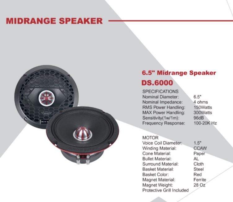 میدرنج سایز ۶ دلتا سونیک مدل DS.6000 PRO - Midrange 6.5 Inch 1.5" VC میدرنج دلتا سونیک