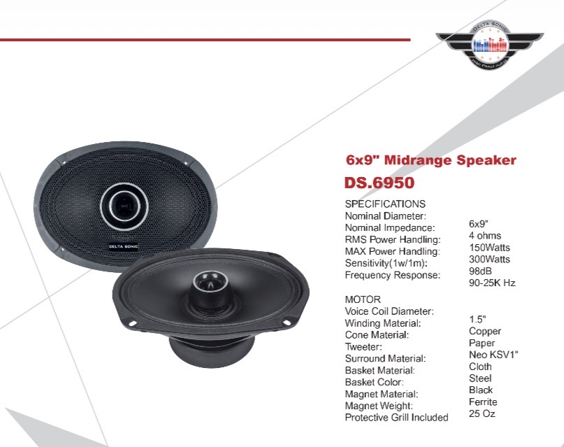 فولرنج بیضی دلتا سونیک مدل DS.6950 PRO - Full range 6x9 1.5" VC فولرنج