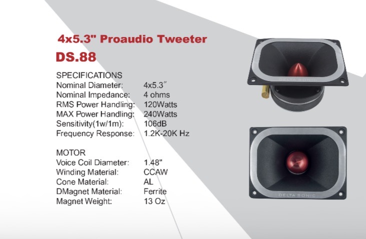 یه جفت سوپر تویتر خودرو دلتا سونیک مدل DS.88 PRO - Super Tweeter 1.5" VCسوپر تویتر