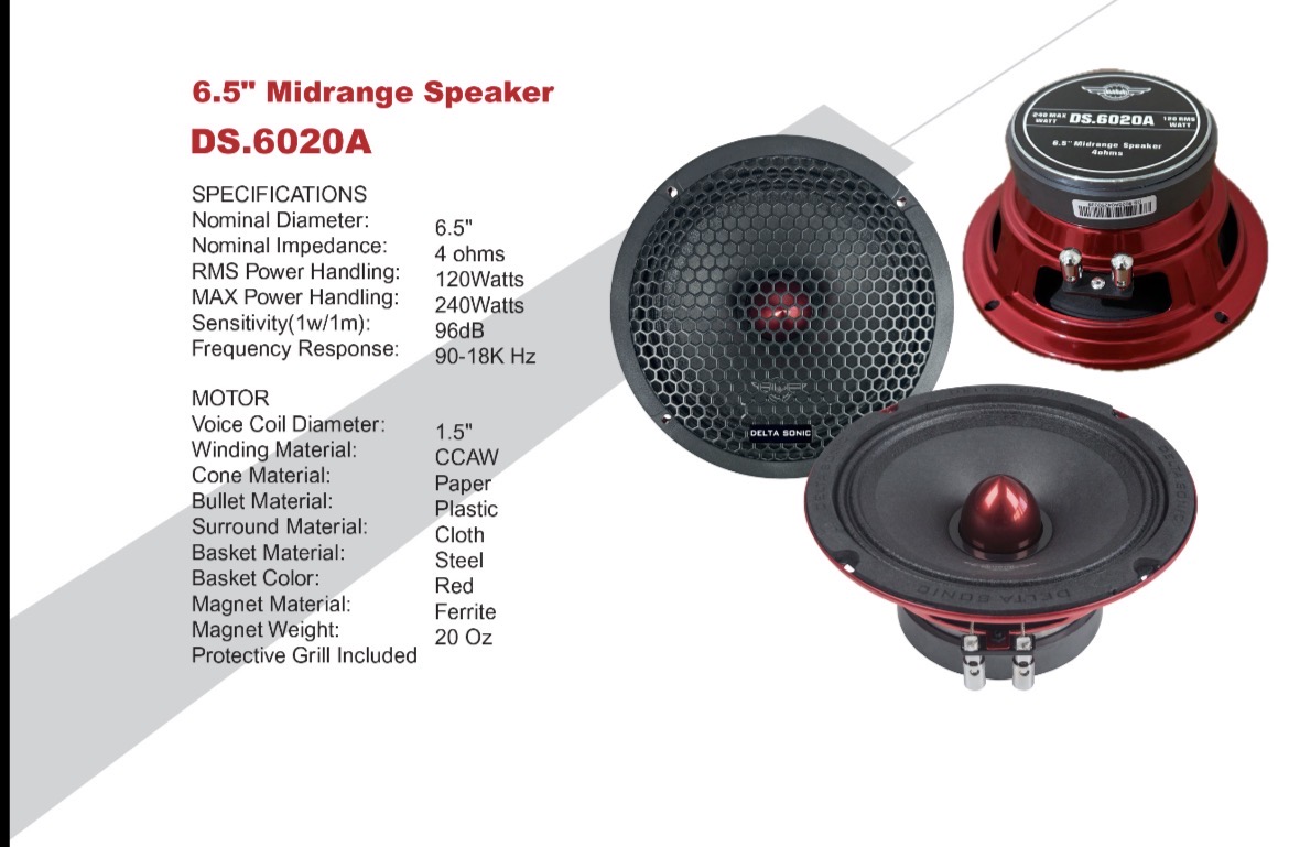 میدرنج سایز ۶ خودرو دلتا سونیک مدل DS.6020 A PRO - Midrange 6.5 Inch 1.5" VCمیدرنج