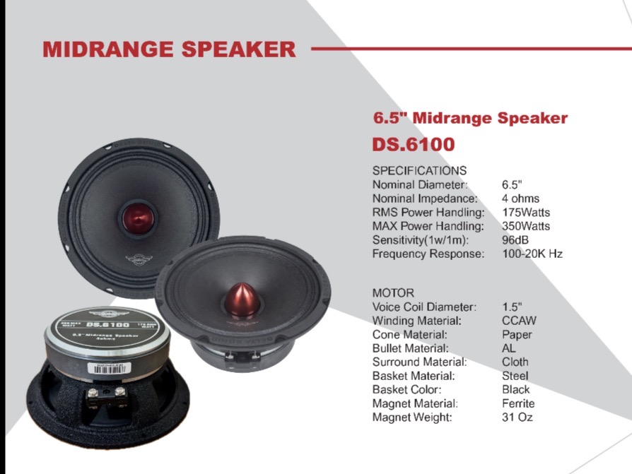 میدرنج سایز ۶ خودرو دلتا سونیک مدل DS.6100 PRO - Midrange 6.5 Inch 1.5" VCمیدرنج