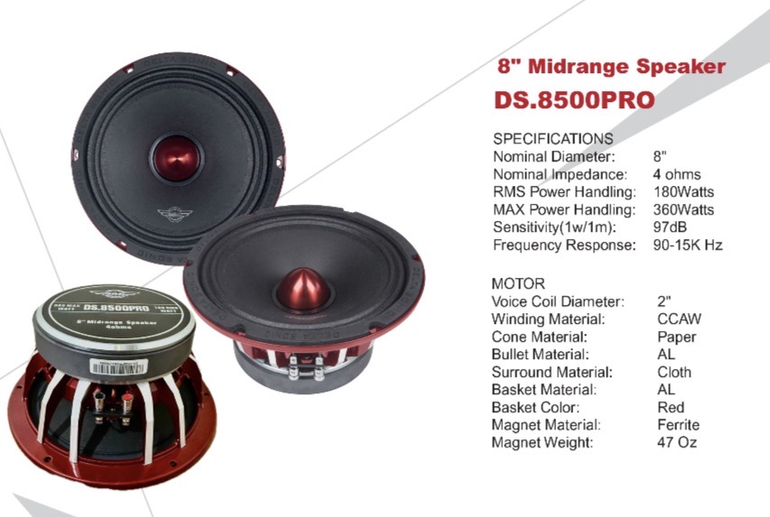 میدرنج سایز ۸ دلتا سونیک مدل DS.8500 PRO PLUS - Midrange 8 Inch 2" VC