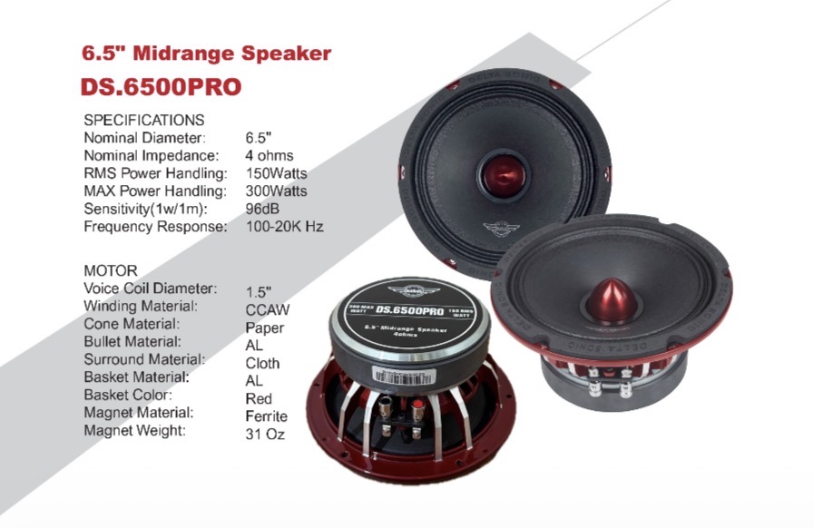 میدرنج سایز ۶ دلتاسونیک مدل DS.6500 PRO PLUS - Midrange 6.5 Inch 1.5" VCمیدرنج